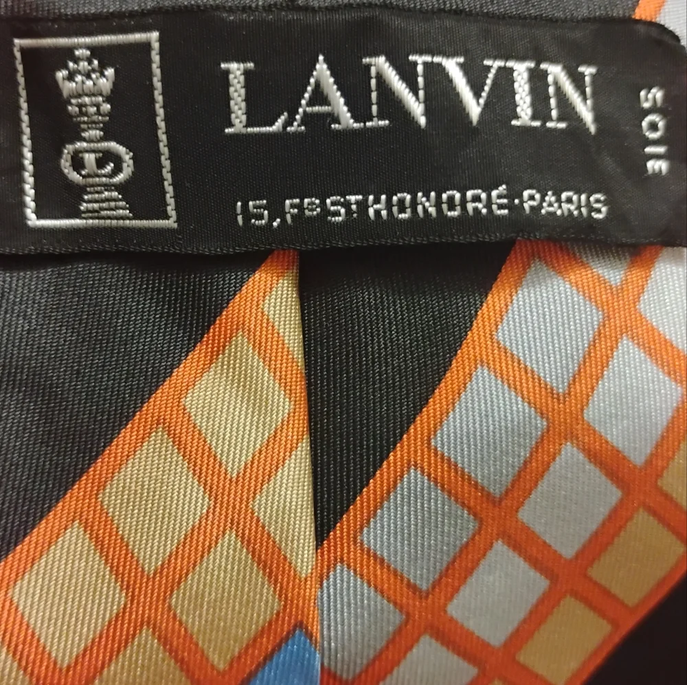 Vintage Lanvin Mens Patterned Striped Silk Designer Tie